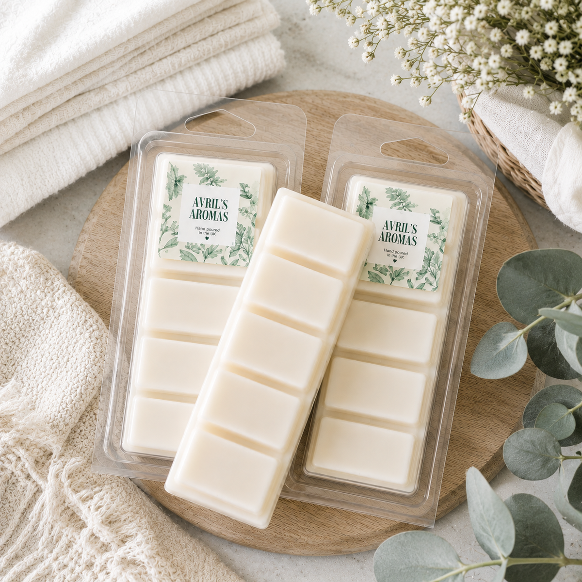 Fresh Linen, highly scented, wax melt, snap bar
