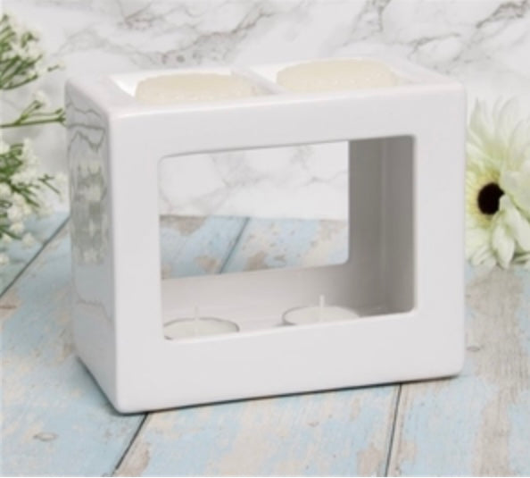 Twin White Cube Ceramic Wax Burner