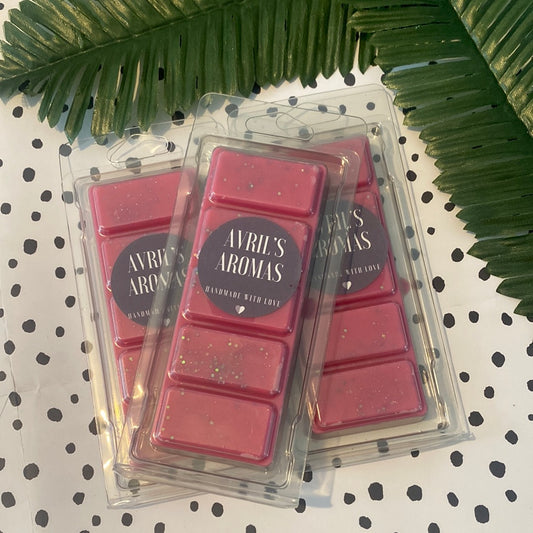 Rhubarb and Rose, highly scented, wax melt, snap bar